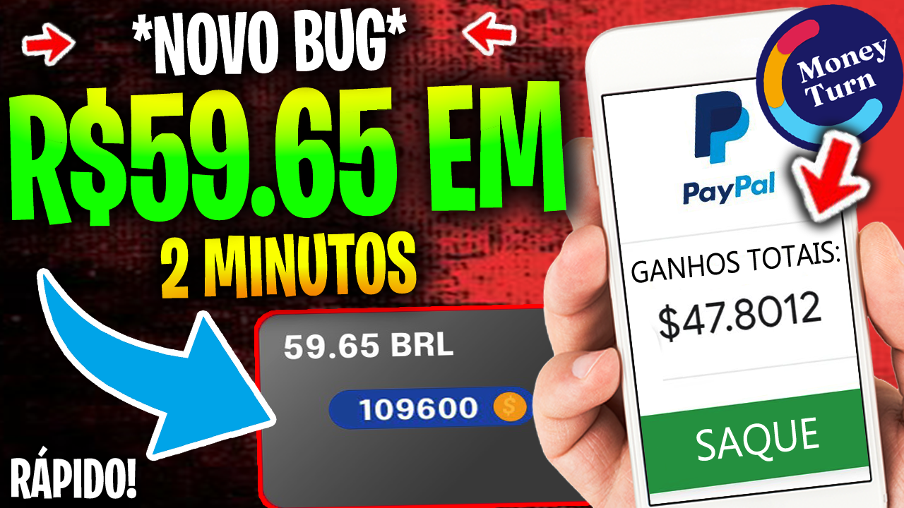 Money Turn App Lançamento – RECEBA $59,65 via PayPal | App Money Turn Paga + App Pagando no PayPal