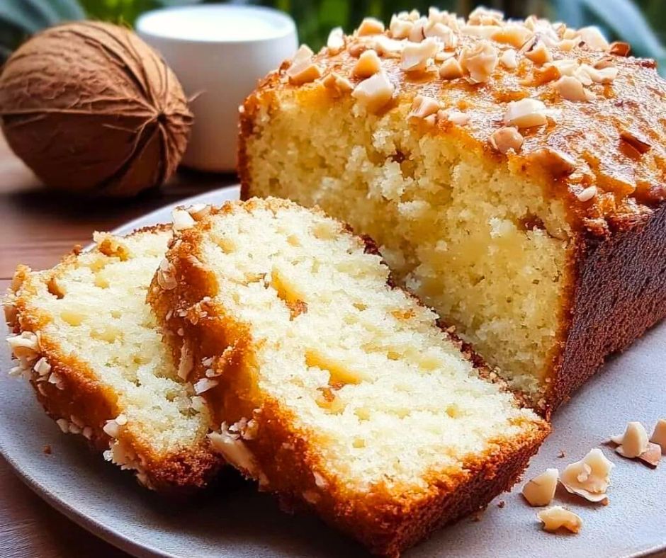 Bolo de Abacaxi com Coco e Creme de Leite